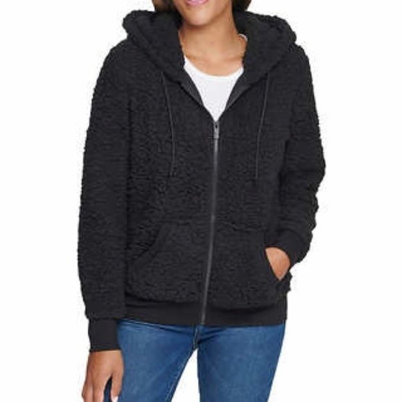 MARC NEW YORK Cozy Full Zip Sherpa Jacket NWT Black - Picture 1 of 4